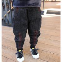 儿童装男童牛仔裤秋冬2020新款宝宝裤子冬装宽松高腰保暖加厚棉裤 黑灰色[春秋款] 90