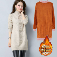 [当天发货]加绒加厚哺乳衣外出连衣裙产后毛衣中长款月子服秋冬 S(建议80-95斤) 不可哺乳款-米色