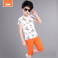 男童夏装208新款套装5夏季童装儿童7韩版中大童11-13岁休闲运动装 MRX橘红色 120cm(120cm建议110左