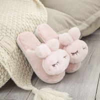 儿童拖鞋女家用防滑男童秋冬季棉毛毛小孩宝宝拖鞋小公主包头兔子[2月26日发完] 粉红色 包趾大兔子26-27(内长18厘
