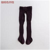 [秋上新]开裆闭档款 女童开裆婴儿打底裤女宝宝春秋薄款连裤袜 大麻花-春秋冬-咖啡色开档 15-17码(0-6月)