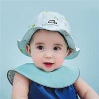 婴儿帽子春秋天薄款遮阳盆帽0-3月新生幼儿男宝宝渔夫女秋冬夏季6 水果梨-蓝色 46码帽围42-46cm建议4-9个