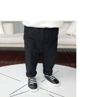 宝宝裤子男童春秋中小女童纯棉洋气开档外穿一两岁学生潮流休闲裤 黑色[偏瘦] 修身款[适合女童] 73