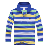 男童长袖T恤纯棉儿童条纹Polo衫中大童t恤衫儿童秋季翻领T恤新款 条纹长袖-9号色 6码适合身高100cm左右