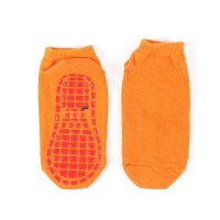儿童地板袜防滑底点胶宝宝早教学步袜蹦床袜成人室内运动瑜伽袜子 蹦床袜-橙色 S码[约1-4岁]