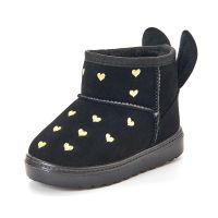 女童冬鞋加厚靴子2019新款宝宝靴子儿童雪地靴男童冬鞋时尚风靴子 黑色 骑士黑 32码内长19.5cm