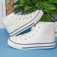 高帮儿童帆布鞋女童秋季白色板鞋小学生夜光卡通动漫男童儿童布鞋 高帮白无图 30