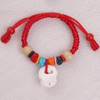 手工满月婴儿红绳桃木手链男女宝宝桃篮女士手链压惊辟邪桃核生肖 (猪惊+桃木珠)-圆