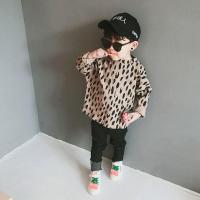 宝宝豹纹T恤2020春装新款潮中小童男童上衣儿童长袖体恤男童T春秋 豹纹咖啡色 90