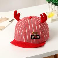 宝宝帽子春秋1-2岁男女儿童帽3-6-12个月遮阳帽女鸭舌帽太阳帽夏 FS鹿角-红色 3-6-12个月约42-49头围