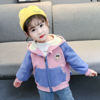 女童外套2020春秋装新款韩版童装儿童男女童宝宝加绒夹克时尚风衣 粉色加绒 90