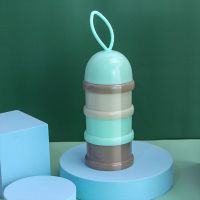 奶粉盒婴儿新生儿儿童外出装奶粉便携盒大容量储存盒外出罐分装盒 绿色提绳3层