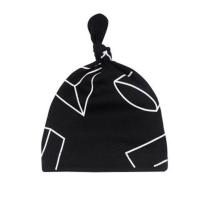 秋冬宝宝套头帽子婴儿保暖无骨可爱双层帽子尾巴款小孩帽子护耳帽 黑色几何(单层) 建议(1岁以下宝宝)