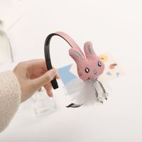 韩版蕾丝珍珠花朵发箍公主小女孩发卡发饰超仙甜美儿童花环头箍女 粉色珍珠兔