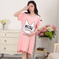 夏季哺乳睡裙短袖棉质中长款加大码孕妇睡衣月子服喂奶产后家居服 [1669]虾粉色 M码/建议80-100斤