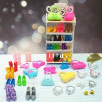 芭比娃娃换装水晶鞋子洋娃娃过家家玩具套装礼盒 [10双鞋+鞋架]送耳钉项链