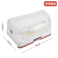 加厚奶瓶沥水杯架婴儿多动能储物盒收纳盒塑料带盖防尘沥水碗架 粉色 加厚全翻盖小号(奶瓶材质婴儿专用)