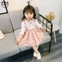 女宝宝2019新款春款婴儿童装1-3岁女童长袖公主裙2纯棉秋季连衣裙 粉红色 吊带小苹果 73