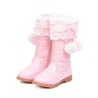 女童鞋儿童鞋2019秋冬新款加绒高筒靴百搭中筒靴韩版小女孩公主鞋 粉红色1067 36码内长22.5cm脚长21.5厘
