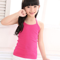 女童吊带背心女童小背心小女孩夏季纯棉背心婴儿春秋内衣打底无袖 玫红色Y字 60码(身高90cm-100cm)