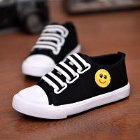 春秋季儿童帆布鞋男童低帮透气时尚单鞋板鞋女童学生鞋运动休闲鞋 红来D-1黑色 27 码(内长16.5CM)