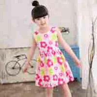 女中大儿童连衣裙韩版时尚无袖背心裙子洋气网纱公主上衣服3-15岁 玫红花朵 110码(建议身高100cm左右)