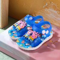 夏季1-3岁男女宝宝凉鞋婴幼儿童果冻软底露趾防滑小孩学步凉鞋子 (106猪猪)蓝色 16码 鞋内长11.5cm