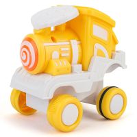 儿童玩具车 压力翻滚小火车 按压惯性翻转宝宝益智力学前玩具车车 黄