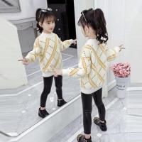 女童毛衣加绒加厚2020新款洋气儿童秋冬装大童装女孩水貂绒打底衫 米白色 90