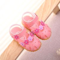 夏季儿童鞋女童凉鞋公主鞋包头软底防滑宝宝婴儿学步凉鞋小女孩子 粉红色 15码内长11.5cm 婴儿鞋按内长选