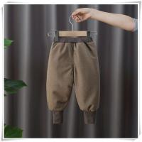 男童加绒裤子外穿女童加棉保暖裤一条过冬宝宝加厚呢子宽松哈伦裤 卡其色2 三层保暖加绒加棉一条过冬 90 85-95厘米可