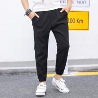 2020新款九分裤男童裤子夏季薄款防蚊裤中大儿童韩版休闲棉麻长裤 黑色 110