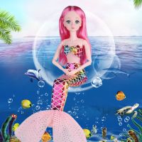 60厘米娃娃公主一套装大礼盒儿童玩具女孩网红洋娃娃bjg 60厘米[可眨眼]彩色美人鱼 无音乐+部分赠品