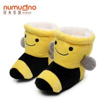 秋冬款新生婴儿鞋棉鞋加厚软底靴男女宝宝学步前鞋子0-1岁中高帮 黄色蜜蜂 13码/内长约13cm