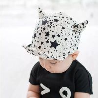 春秋婴儿帽子 男女宝宝0-1-2岁太阳帽遮阳儿童宝宝软鸭舌帽夏季款[2月28日发完] 牛角星星白色 布帽0-24个月