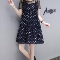 孕妇装夏装小个子连衣裙孕早中晚期加大码胖mm宽松孕妇上衣服短袖 藏青色 S[80-95斤]