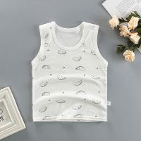 宝宝小背心夏季纯棉薄款无袖吊带婴儿打底跨栏儿童背心男童女童装 白色 面包 73