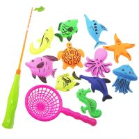 益智宝宝儿童钓鱼玩具池套装磁性沙滩戏水亲子游戏捞鱼过家家3岁 13件套(1竿1网)