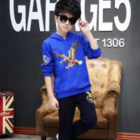 男童运动套装网红洋气2020年新款韩版休闲时尚潮流小清新春秋潮衣 蓝色 套装 120 建议身高115-120