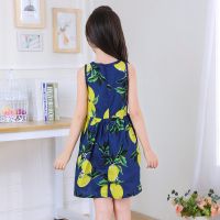 童装女童裙子夏天2020新款洋气小孩宝宝连衣裙儿童韩版背心公主裙 芒果款藏蓝色 110码适合身高90-100