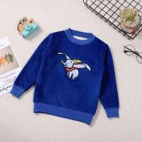 童装秋冬宝宝加绒毛衣加厚打底衫男女童双面绒卫衣保暖毛线衣外套 宝蓝色 小飞象 90