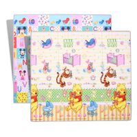 正版 双面宝宝爬行垫折叠爬爬垫卡通防潮游戏垫0.5cm 温馨维尼+米奇字母 180*120*0.5cm