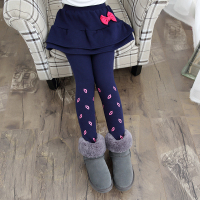 女童打底裤秋冬装2020新款韩版中大童加厚加绒保暖棉裤子裤裙裙裤 加厚加绒藏青色 100