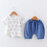 新款棉麻童装 男童女宝宝婴儿童衣服套装 1-2-3-4岁 儿童套装 夏 菩提树白色 80