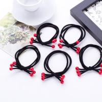 韩版高弹力儿童头绳发圈百搭珍珠发绳头饰发饰不伤发橡皮筋亲子款 5根红豆