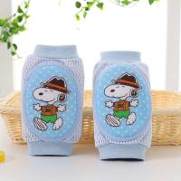 儿童护膝夏季防摔婴儿学步爬行袜套宝宝运动透气网眼薄款护肘 小狗蓝 护肘