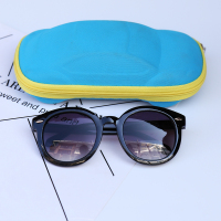 儿童反光椭圆形太阳镜女小孩墨镜宝宝酷炫眼镜男3 4 5 6 7 8 9 岁 黑框灰片 送镜袋+镜布