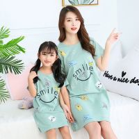 儿童睡衣女纯棉短袖女童睡裙公主夏季新款中大童家居服薄款睡裙女 碧绿 浅绿笑脸皇冠G 100 参考身高85cm-95cm