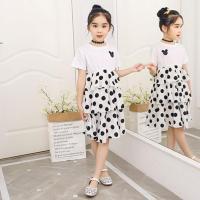 女童雪纺连衣裙夏短袖2019新款夏装女孩波点蛋糕裙夏款儿童公主裙 白色(大圆点) 21# 码——建议身高90cm-以内
