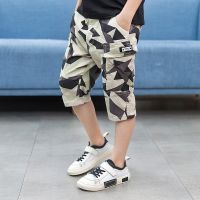 童装男童短裤夏装薄款七分裤2020新款儿童中裤中大童宽松工装裤潮 迷彩绿色 110